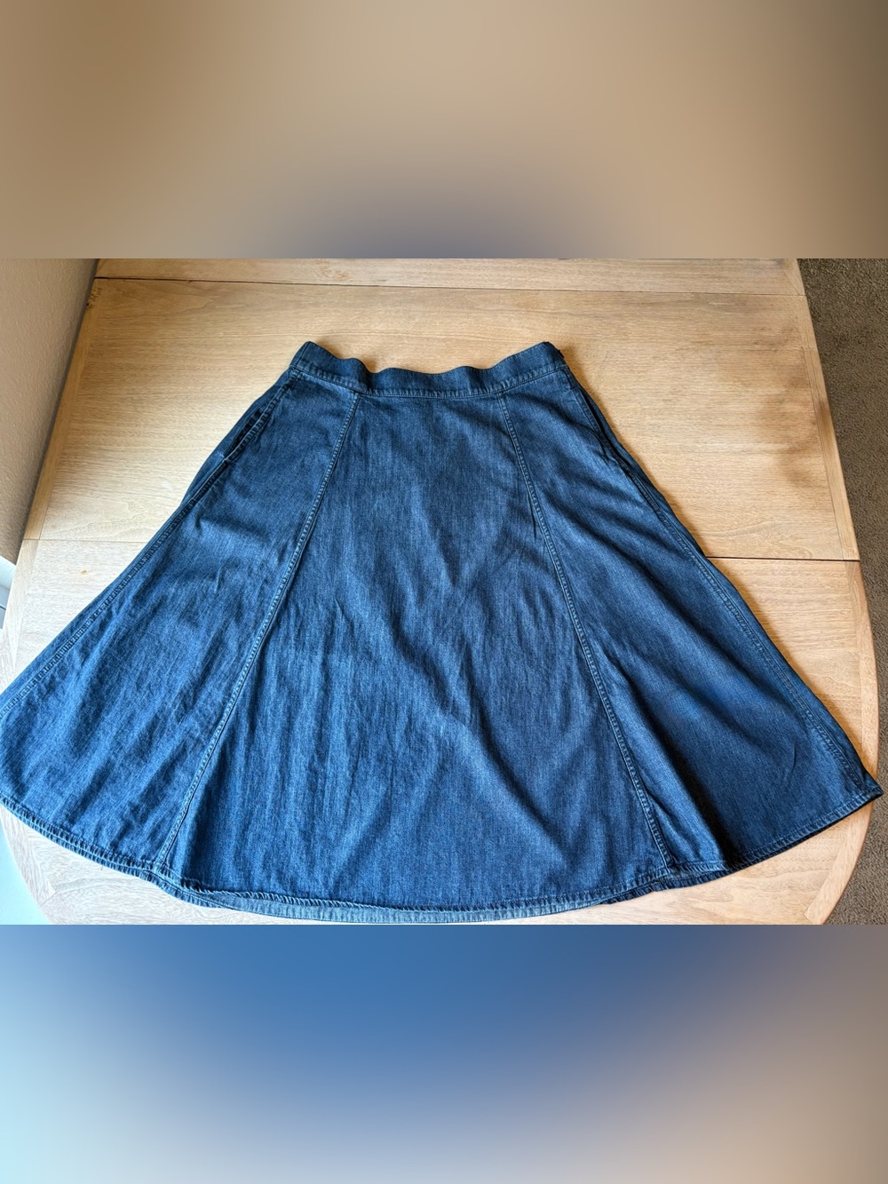 Land’s End Denim Skirt Classic Pockets Petite 100% Cotton - Picture 4 of 8